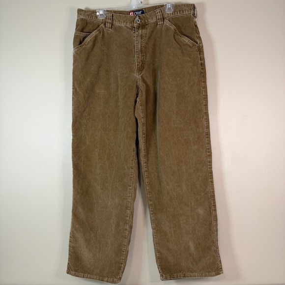 Vintage Y2K Chaps Ralph Lauren Mens 36x30 Tan Corduroy Baggy Carpenter Pants - Picture 2 of 9